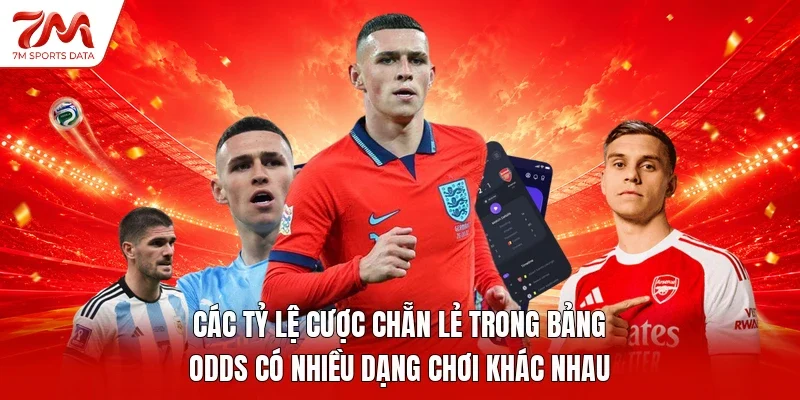 Các tỷ lệ cược chẵn lẻ trong bảng odds có nhiều dạng chơi khác nhau